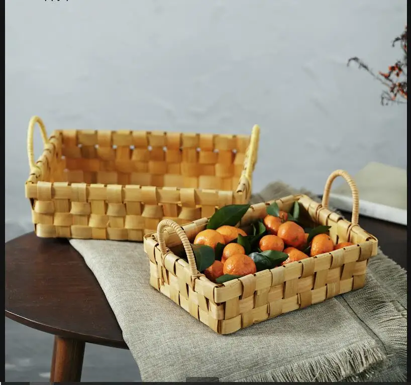Food Snacks With Fiber - Cesta de almacenamiento de madera tejida,