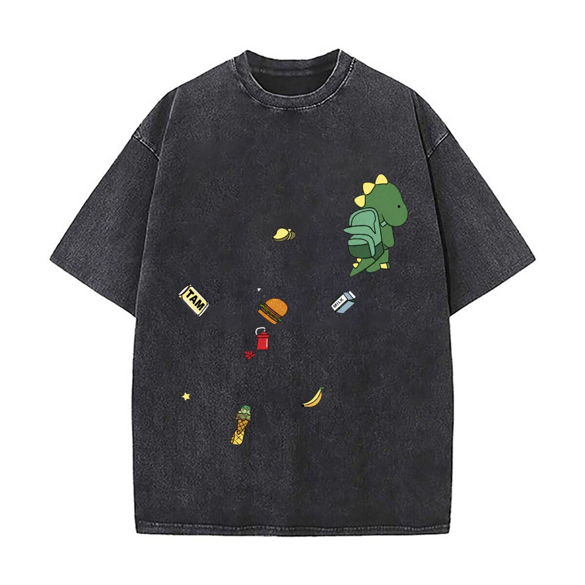 Food City Snacks - Camisetas Urbanas Holgadas con Estampado de