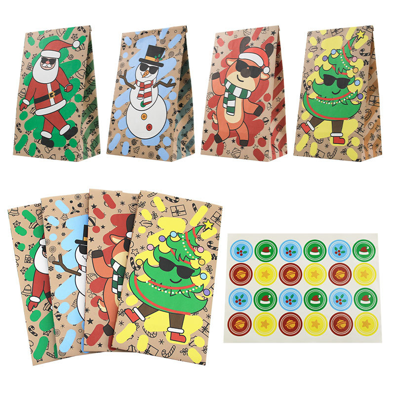 Xmas Food Snacks - Bolsas de Papel Navideñas, 24 Piezas,