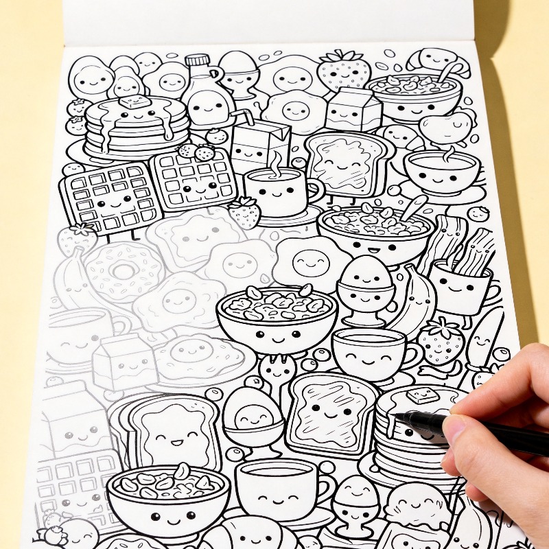 Food And Snacks Coloring Book Bold And Easy - Libro de Colorear para Adultos, para