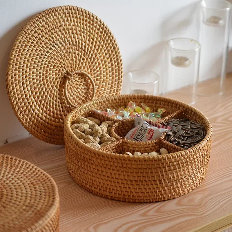 Food Snacks With Fiber - Caja de mimbre Natural, cesta tejida