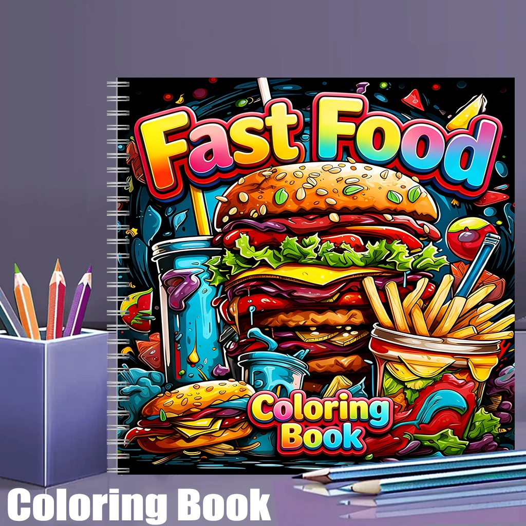Food And Snacks Coloring Book Bold And Easy - Libro de Colorear de Comida Rápida