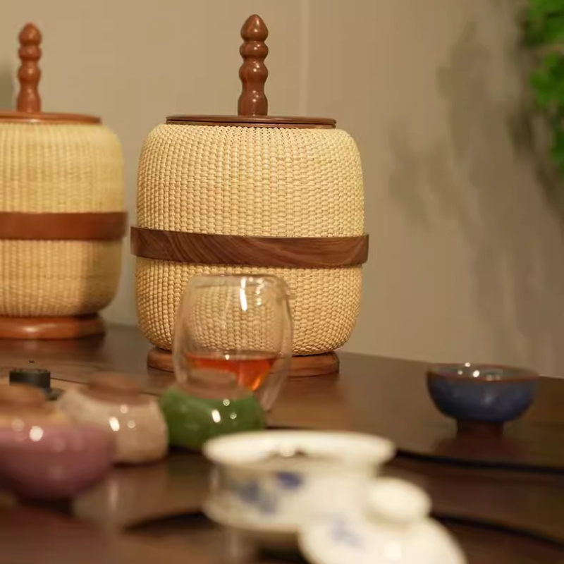 Food Snacks With Fiber - Cesta de Almacenamiento de Mimbre Tejida